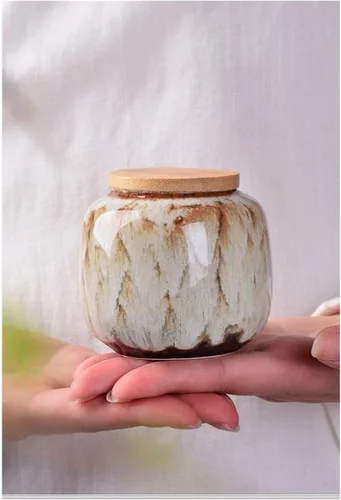 Vista 8 de YYW Ceramics - Contenedores de té para azúcar, recipientes de cereales, tarros de almacenamiento con tapa hermética de bambú para almacenamiento