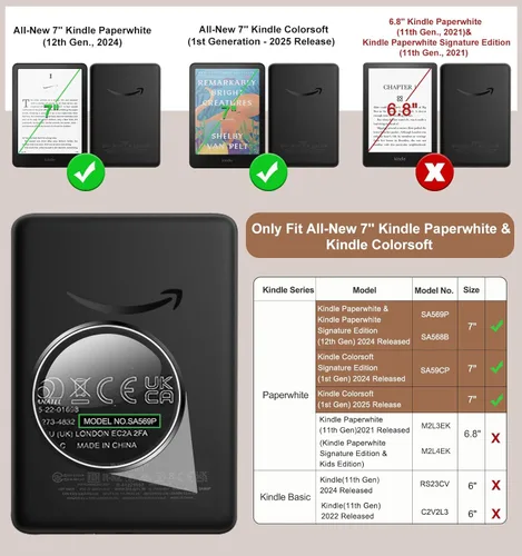 Vista 2 de MoKo Funda con correa de mano para Kindle Paperwhite de 7 pulgadas (12ª generación-2024) y Kindle Colorsoft 2024 y 2025, funda delgada