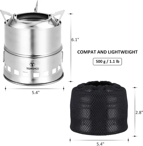 Vista 7 de TOMSHOO Estufa de camping, portátil plegable a prueba de viento estufa de leña compacta de acero inoxidable estufa de alcohol al aire libre camping