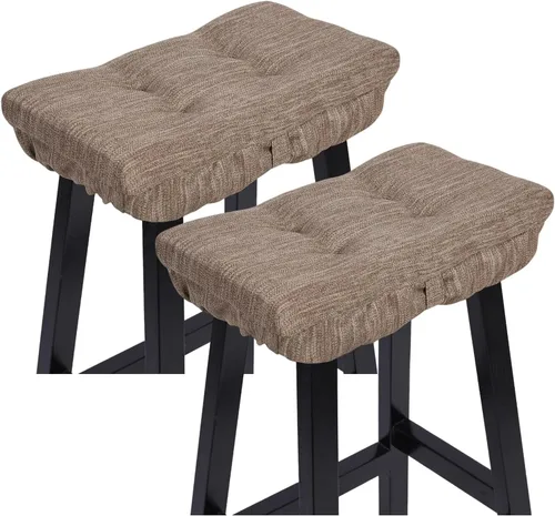 Vista 9 de baibu Juego de 2 cojines de espuma viscoelástica rectangulares, diseño de doble capa, cojín para taburete de bar con lazos, solo 2 almohadillas