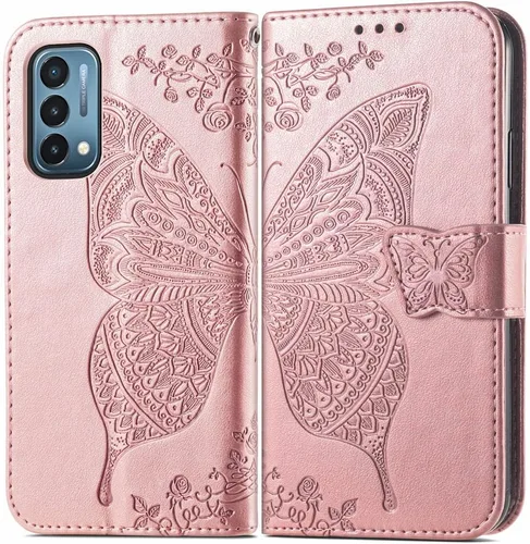 Funda tipo cartera compatible con OnePlus Nord N200 5G para mujer, de piel, con función atril magnético y tarjetero y funda protectora para OnePlus