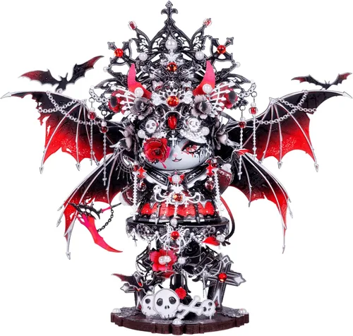 Vista 18 de MU Rompecabezas de metal 3D para adultos, figura de Alicia, gato de dibujos animados, kits de modelo de palacio de elfos, edificio en miniatura