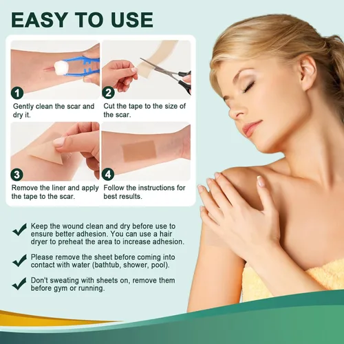 Vista 3 de Hojas de silicona para cicatrices, cinta de silicona de grado médico para cicatrices quirúrgicas, reutilizables, tiras profesionales