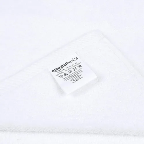 Vista 6 de Amazon Basics 2 toallas de baño de gran tamaño de secado rápido, 100% algodón, color blanco, de 54 x 30 pulgadas