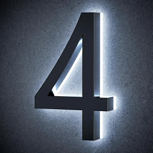 Vista 23 de Números de casa retroiluminados de 5 pulgadas para exteriores, acero inoxidable, número de dirección de casa iluminado con LED, letreros