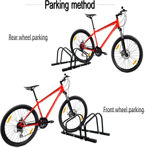 Vista 3 de XINYI Soporte de bicicleta para piso, garaje para bicicletas, garaje para interiores y exteriores, soporte de rueda de 22 a 28 pulgadas, ancho