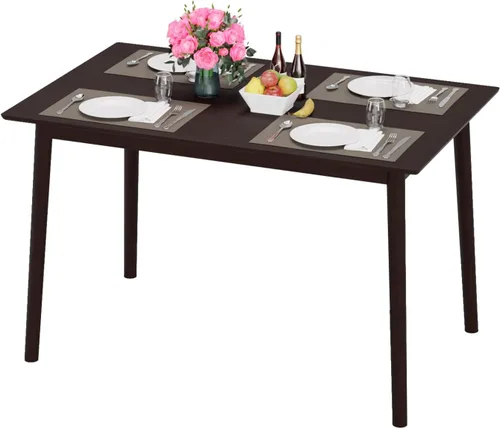 Vista 9 de Mesa de comedor, mesa de cocina, mesa de comedor, mesa de cocina pequeña para espacios pequeños, mesa moderna para el hogar, mesa rectangular Marrón