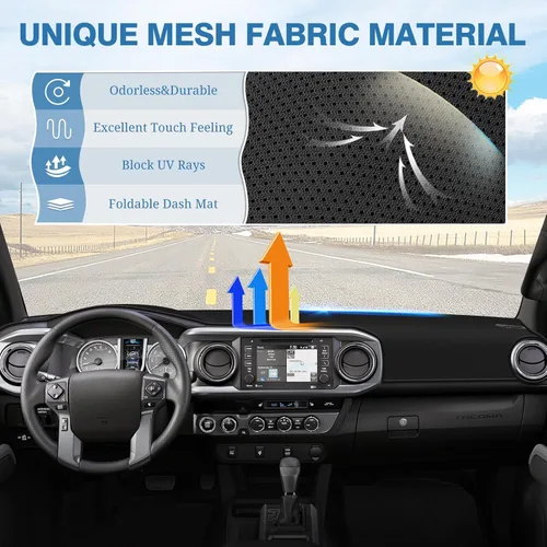Vista 98 de FIILINES - Cubierta para tablero, accesorio para tablero de malla antideslizante, parasol sin reflejos y protector compatible con Toyota Tundra