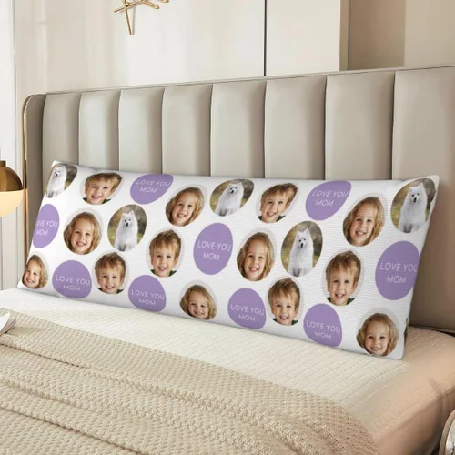 Vista 6 de Personalized Face Long Body Pillow Cover for Mom, Mother's Day Custom Full Body Large Pillow Case with Photos, Extra-Long Adults Decorative Cushion