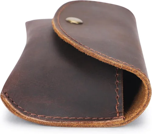 Vista 5 de Leather Eyeglass Case Genuine Leather Sunglasses Case Eyewear Pouch Glasses Sleeve Slim Unisex Eyeglass Holder