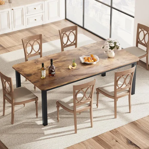 Vista 8 de GarveeHome Industrial Dining Table for 6-8 People, 78.7" Long Kitchen Table with Sturdy Metal Frame & Seats 6 Rectangular Counter for Dinner