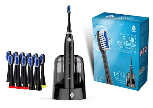 Pursonic Cepillo de dientes sónico S750 (negro) - Cepillo de dientes con batería recargable de energía electrónica Smart Series para adultos - 12
