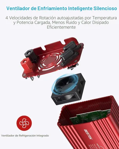 Vista 5 de BESTEK Inversor de corriente de onda sinusoidal pura de 500 W, CC 12 V a CA (2 tomas), cargador de coche de 110 V, convertidor de adaptador
