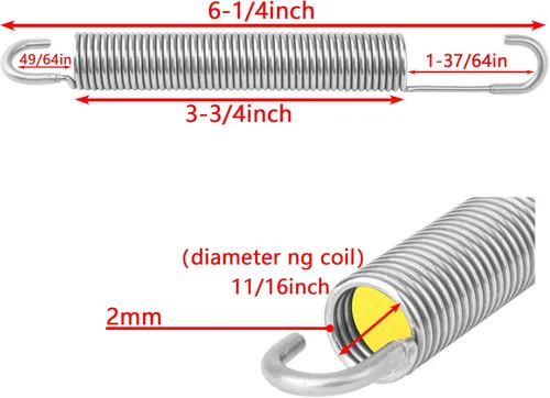Vista 2 de GUPO 6-1/4 pulgadas (2 piezas) de repuesto de acero inoxidable para sofá reclinable para sofá, silla, resorte de tensión, estilo de gancho de cuello