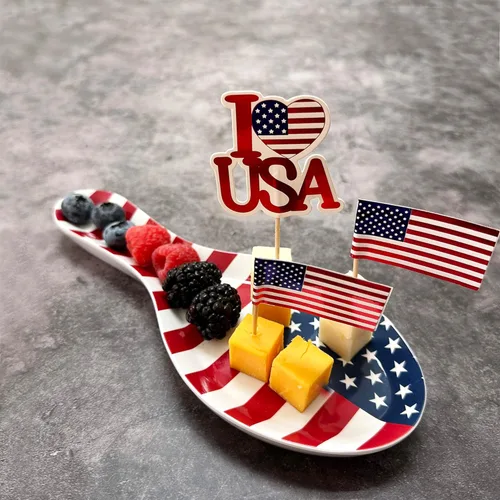 Vista 4 de UP ware - Soporte para cucharas de melamina con bandera americana, soporte para cuchara de cocina para estufa, encimera de cocina y mesa de comedor