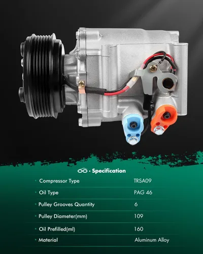 Vista 8 de SCITOO Compresor de CA para Honda Civic 1.7L 2002-2005, Compresor de aire acondicionado de enfriamiento rápido para Acura RSX 2.0L 2002-2006