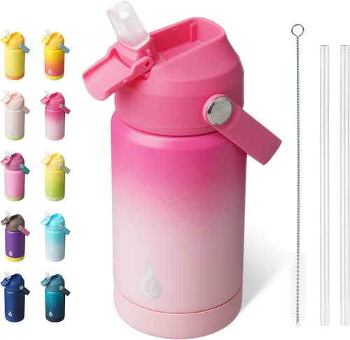 Vista 15 de BJPKPK - Botella de agua aislada con tapa de popote, termo grande de 40 onzas, botellas de agua de acero inoxidable libres de BPA a prueba de fugas