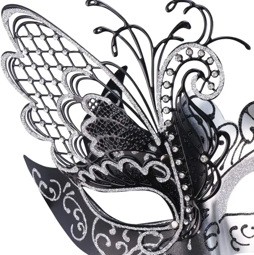 Vista 4 de Antifaz con diseño de mariposa veneciana misteriosa para fiesta de Halloween