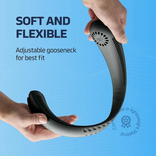 Vista 6 de NEXAIR Portable Neck Fan Hands Free Cooling Lightweight Bladeless Neck Fan, 3 Speeds, 2400mAh Battery, 5H Runtime Black