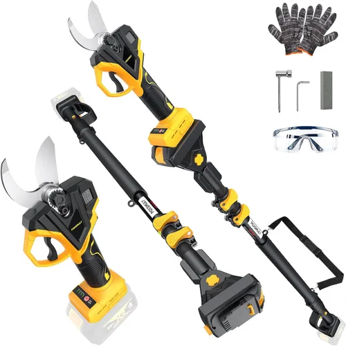 Vista 8 de Tijeras de podar eléctricas 2 en 1 para batería Mwkee M-18, podadoras de poste inalámbricas de 1.6 pulgadas de diámetro de corte de 18 V - Motor sin