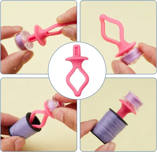 Vista 3 de WILLBOND 60 soportes de bobina para bobinas de hilo, clips de bobina para evitar enredos, soporte de hilo en la parte superior del carrete