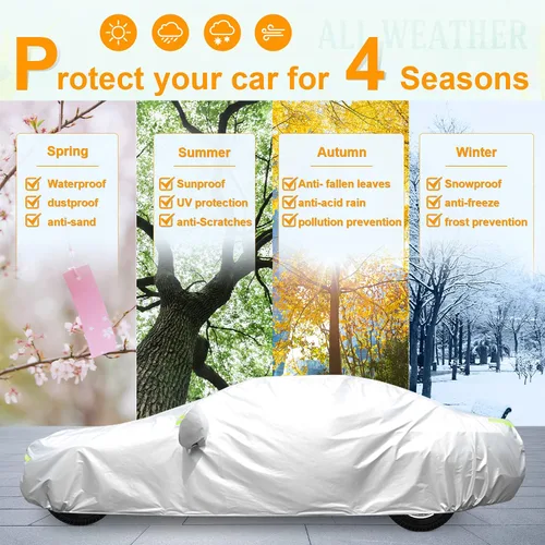 Vista 4 de Funda Impermeable para Coche para Todo Clima Resistente a la Nieve Protección UV Resistente al Viento para Exteriores Funda Completa para Coche