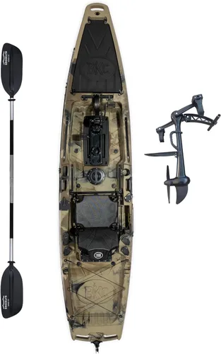 Vista 13 de Brooklyn 12.5 Pro Pedal Propeller Drive Fishing Kayak by BKC, Sit-on-Top Single Kayak with Rudder System, Dry Storage, Rod Holders & 550 lb Capacity