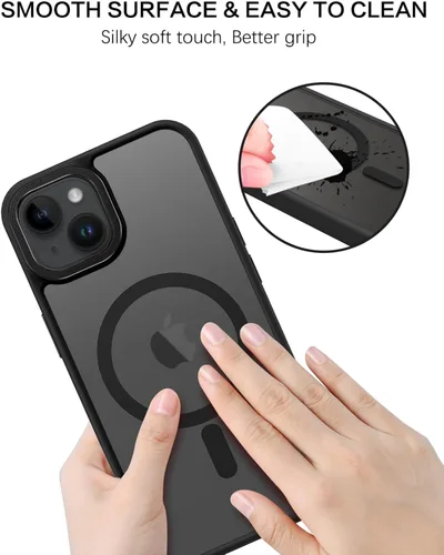 Vista 7 de BENTOBEN Funda magnética para iPhone 14 Plus, compatible con MagSafe, translúcida mate, esmerilada, delgada, ligera, a prueba de golpes, para Negro