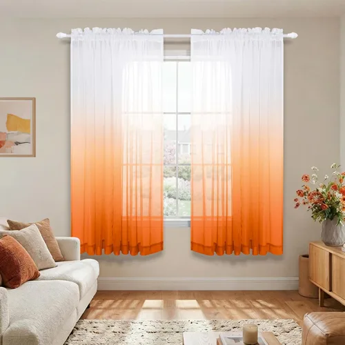 Vista 26 de KOUFALL Cortinas de ventana de baño para ducha, juego de 2 paneles de cortinas cortas transparentes en blanco y negro para cocina, dormitorio