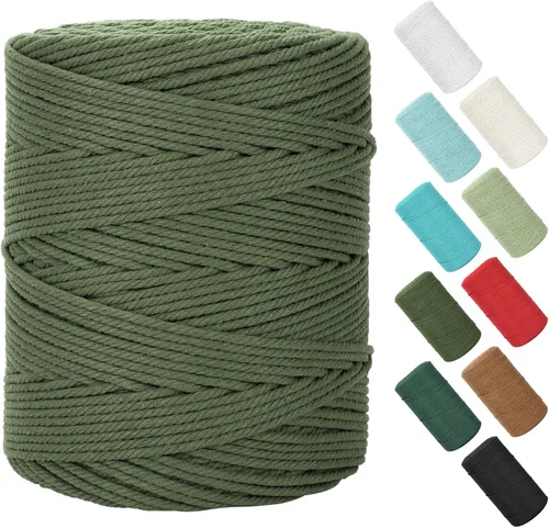 Vista 150 de Cuerda de macramé de 0.079 in x 220 yardas (656 pies), cuerda de algodón natural para colgar en la pared, ganchos de plantas, manualidades, Verde