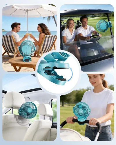 Vista 7 de Ventilador de camping con control remoto, ventilador de batería recargable de 12000 mAh, ventiladores de campamento para tiendas de campaña con luz