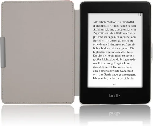 Vista 4 de kwmobile Funda compatible con Tienda Kindle Paperwhite - Funda para lector electrónico - Be Happy PinkVioletCoral