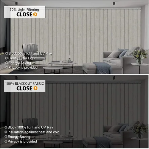 Vista 6 de Persianas verticales opacas para ventana, persianas de lino beige personalizadas para ventana, ahorro de energía, protección UV, reducción de ruido