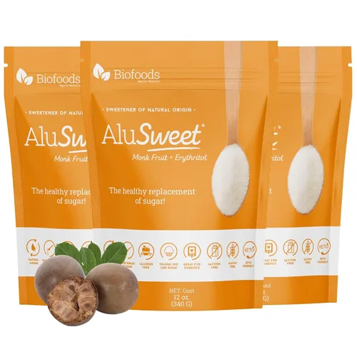 Vista 12 de Alusweet Edulcorante de fruta monje con eritritol, 12 onzas, cero calorías, sustituto de azúcar blanco 1:1 sin OMG, apto para dieta cetogénica