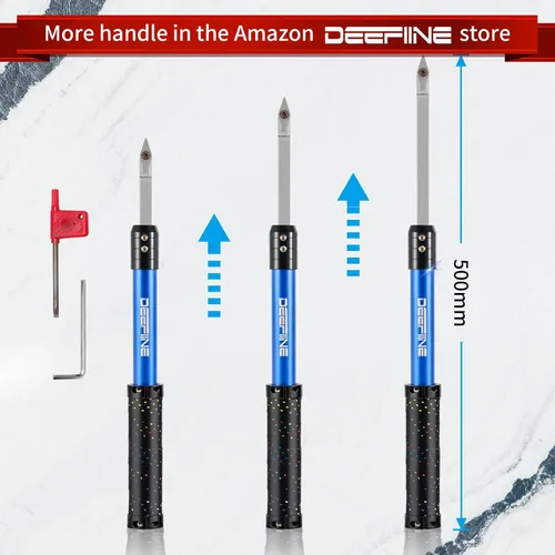 Vista 5 de Juego de herramientas de torneado de madera con punta de carburo DEEFIINE, herramientas de acabado y desbaste para torno con cuello de cisne y mango