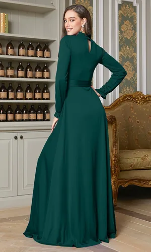 Vista 5 de KOH KOH Vestido largo de manga larga para mujer, con bolsillos elegantes, para otoño e invierno