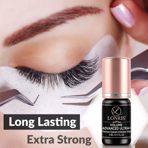 Vista 3 de 7-8 semanas de retención/extensión de pestañas volumen de pegamento avanzado Ultra+ LONRIS Lash 0.2 fl oz/1-2 segundos tiempo de secado/unión
