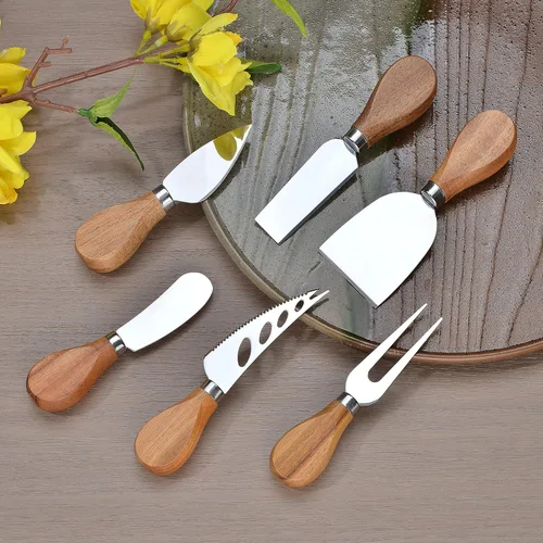 Vista 3 de generik ZIGACH - Juego de 6 cuchillos para queso, acero inoxidable, accesorios de queso, cuchillos, cortar, rebanar, afeitar, extender todo