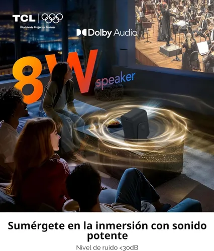 Vista 5 de TCL Proyector inteligente C1 compatible con 4K, compatible con Google TV, WiFi y Bluetooth, enfoque automático/Keystone, 1080P HDR10, Dolby Audio