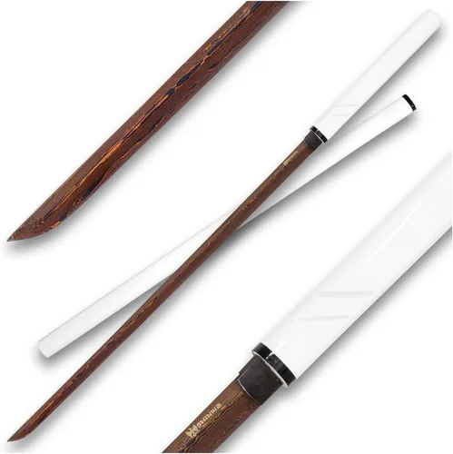 Shinwa Shirasaya Sword – Color Options | Hand-Forged 29" Black Damascus Steel Blade | Traditional Japanese Shirasaya with Lacquered Hardwood Saya
