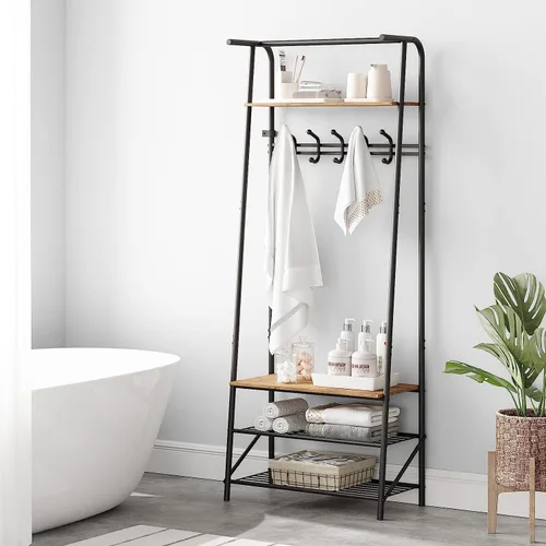 Vista 2 de Perchero para zapatos con 5 ganchos, árboles de entrada con almacenamiento, organizador multifuncional de pasillo, muebles decorativos de aspecto