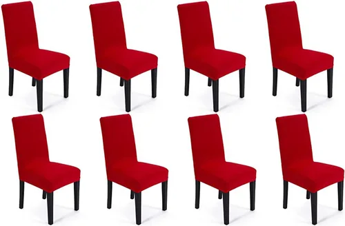 Vista 7 de Funda protectora para silla de comedor lavable extraíble y elástica de tela de elastano
