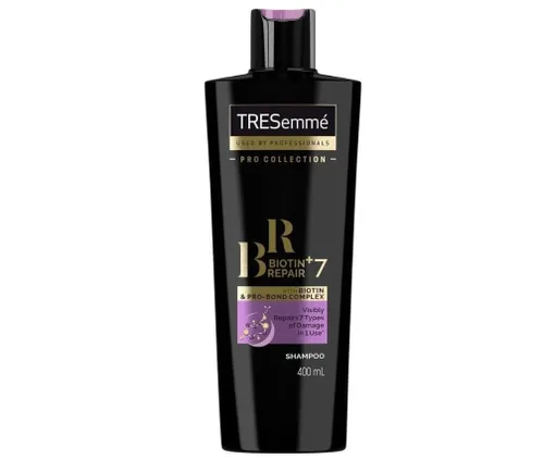 TRESemmé Biotin + Repair 7 Champú, reparación del cabello de calidad profesional para cabello dañado, fortalece y nutre, botella de 13.5 onzas