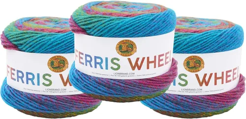 Vista 19 de Lion Brand Yarn, Muticolor - Hilo de noria para tejer, ganchillo y manualidades, algodón de azúcar, 1 paquete