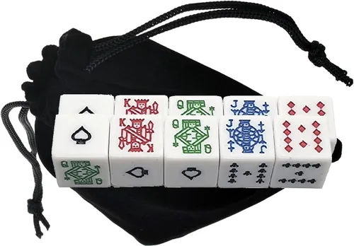 Vista 36 de Cyber-Deals 30 dados de póquer blancos para 2020 con bolsa de almacenamiento de terciopelo negro