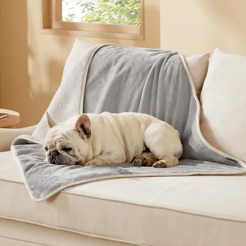 Vista 104 de Bedsure - Mantas impermeables para perros pequeños - Manta de felpa de sherpa con impresión suave lavable para perros y gatos, protector de muebles