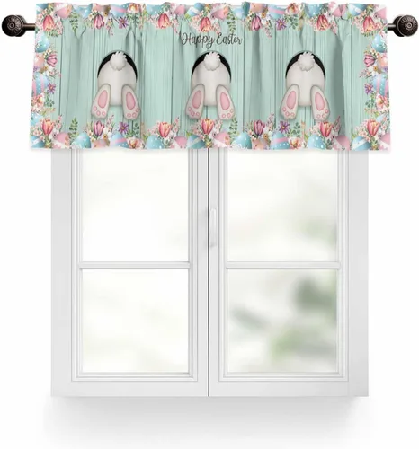 Vista 29 de Cenefa de cortina con lazo rojo de Navidad para ventanas, sala de estar, cocina, baño, granja, bolas de Navidad de acuarela con diseño de bayas