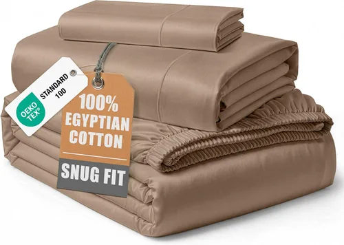 Vista 274 de LANE LINEN - Sábanas individual 100% algodón egipcio suave, cómodo y grueso de calidad de hotel, costuras reforzadas totalmente elásticas, sin