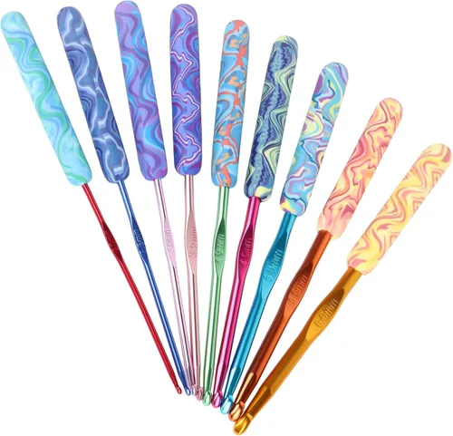 Vista 17 de Coopay Ganchos de ganchillo cálidos, 9 tamaños de 2.25 a 6.5mm, agujas de ganchillo ergonómicas de sirena extra largas para tejer a ganchillo Sirena