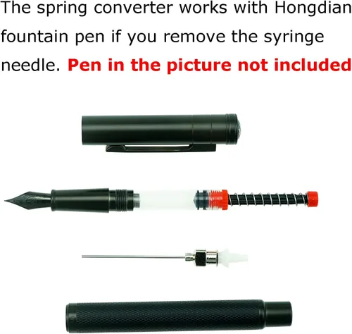 Vista 3 de Asvine Paquete de 5 unidades de relleno de jeringa de tinta para pluma estilográfica, convertidor de resorte con punta de aguja roma extraíble